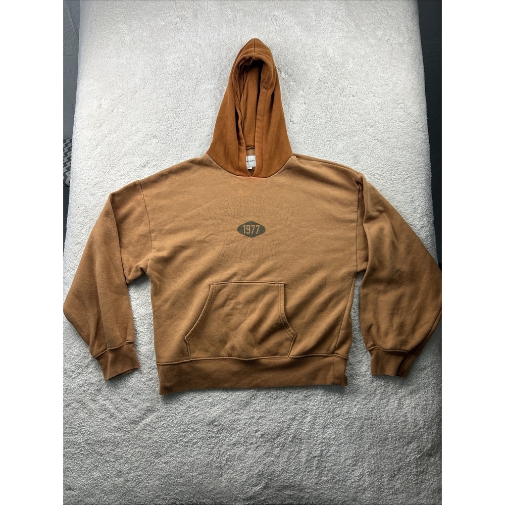 American Eagle S Burnt Orange Hoodie Vintage Cotton/Poly Y2K Preppy School Midwt
